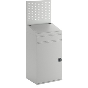 EUROKRAFT, EUROKRAFT Computer-Arbeitsstation, Stahlblech HxB 1770 x 650 mm, ohne Monitorgehäuse Türfarbe Lichtgrau, eurokraft pro Computer-Arbeitsstation, Stahlblech, HxB 1770 x 650 mm, mit Lochwand und Pultaufsatz, Türfarbe Lichtgrau
