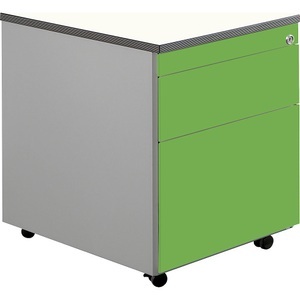 mauser, mauser Schubladencontainer mit Rollen HxT 579 x 600 mm, 1 Materialschub, 1 Hängeregistratur weißaluminium / gelbgrün / weiß, mauser Schubladencontainer mit Rollen, HxT 579 x 600 mm, 1 Materialschub, 1 Hängeregistratur, weißaluminium / gelbgrün / weiß