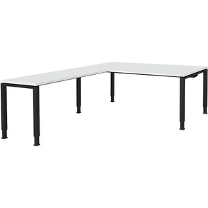 mauser, mauser Schreibtisch, verkettet, Fußform Quadrat-/Rechteckrohr HxBxT 650 - 850 x 1800 x 900 mm, Winkelansatz links (Breite 1200 mm) Platte lichtgrau, Gestell, mauser Schreibtisch, verkettet, Fußform Quadrat-/Rechteckrohr, HxBxT 650 - 850 x 1800 x 900 mm, Winkelansatz links (Breite 1200 mm), Platte lichtgrau, Gestell anthrazitgrau