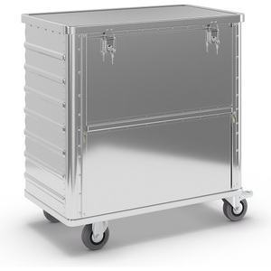 undefined, Alu-Kastenwagen, absenkbare Seitenwand mit Deckel, abschließbar Volumen 355 l, Alu-Kastenwagen mit halb absenkbarer Wand, 355 Liter, mit Deckel + Schloss