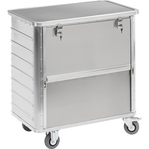 undefined, Alu-Kastenwagen, absenkbare Seitenwand mit Deckel, abschließbar Volumen 355 l, Alu-Kastenwagen mit halb absenkbarer Wand, 355 Liter, mit Deckel + Schloss