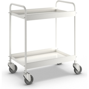 undefined, Beistellwagen, Stahlrohr pulverbeschichtet Tragfähigkeit 40 kg, 2 Etagen reinweiß RAL 9010, 4 Lenkrollen, Beistellwagen, Stahlrohr pulverbeschichtet, Tragfähigkeit 40 kg, 2 Etagen, reinweiß RAL 9010, 4 Lenkrollen