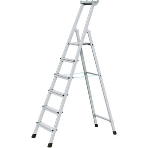 Zarges, ZARGES Profi-Stufenleiter, einseitig begehbar Aluminium eloxiert, mit Werkzeugablage, für Handwerk und Industrie 6 Stufen inkl. Plattform, ZARGES Profi-Stufenleiter, einseitig begehbar, Aluminium eloxiert, mit Werkzeugablage, für Handwerk und Industrie, 6 Stufen inkl. Plattform