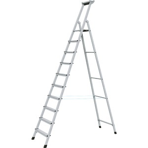 Zarges, ZARGES Profi-Stufenleiter, einseitig begehbar Aluminium eloxiert, mit Werkzeugablage, für Handwerk und Industrie 10 Stufen inkl. Plattform, ZARGES Profi-Stufenleiter, einseitig begehbar, Aluminium eloxiert, mit Werkzeugablage, für Handwerk und Industrie, 10 Stufen inkl. Plattform
