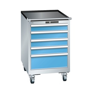 Lista, Lista Schubladenschrank, Breite 564 mm, fahrbar 5 Schubladen, HxT 890 x 572 mm lichtgrau / lichtblau, LISTA Schubladenschrank, Breite 564 mm, fahrbar, 5 Schubladen, HxT 890 x 572 mm, lichtgrau / lichtblau