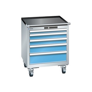 Lista, Lista Schubladenschrank, Breite 564 mm, fahrbar 5 Schubladen, HxT 723 x 572 mm lichtgrau / lichtblau, LISTA Schubladenschrank, Breite 564 mm, fahrbar, 5 Schubladen, HxT 723 x 572 mm, lichtgrau / lichtblau