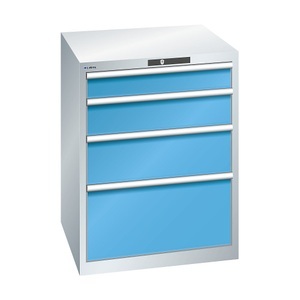 Lista, Lista Schubladenschrank, 4 Schubladen BxTxH 717 x 725 x 850 mm lichtgrau / lichtblau, Schubladentragkraft 200 kg, LISTA Schubladenschrank, 4 Schubladen, BxTxH 717 x 725 x 850 mm, lichtgrau / lichtblau, Schubladentragkraft 200 kg