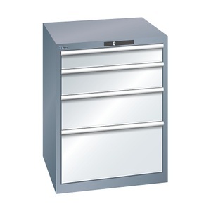 Lista, Lista Schubladenschrank, 4 Schubladen BxTxH 717 x 725 x 850 mm grau metallic / lichtgrau, Schubladentragkraft 200 kg, LISTA Schubladenschrank, 4 Schubladen, BxTxH 717 x 725 x 850 mm, grau metallic / lichtgrau, Schubladentragkraft 200 kg
