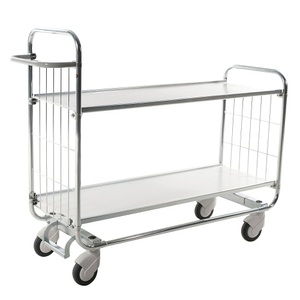 Kongamek, Kongamek Verzinkter Etagenwagen 2 Böden, 4 Rollen, 2 feststellbar LxBxH 1395 x 470 x 1120 mm, Regalwagen, verzinkt, 2 Gitterwände, hohe Stirnseite, 2 laminierte Böden à 1.200 x 425 mm