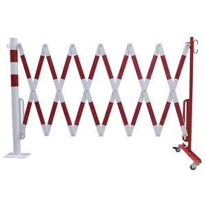 undefined, Sperrpfosten mit Scherengitter Rundrohr Ø 60 mm, zum Aufdübeln rot / weiß, Länge max. 4000 mm, CrashStop Sperrpfosten mit Scherengitter, Rundrohr Ø 60 mm, zum Aufdübeln, reflektierend, rot / weiß, Länge max. 4000 mm