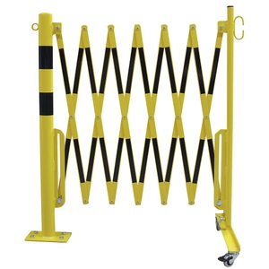 undefined, Sperrpfosten mit Scherengitter Rundrohr Ø 60 mm, zum Aufdübeln gelb / schwarz, Länge max. 3600 mm, CrashStop Sperrpfosten mit Scherengitter, Rundrohr Ø 60 mm, zum Aufdübeln, gelb / schwarz, Länge max. 3600 mm