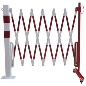 undefined, Sperrpfosten mit Scherengitter Vierkantrohr 70 x 70 mm, zum Aufdübeln rot / weiß, Länge max. 3600 mm, CrashStop Sperrpfosten mit Scherengitter, Vierkantrohr 70 x 70 mm, zum Aufdübeln, reflektierend, rot / weiß, Länge max. 3600 mm