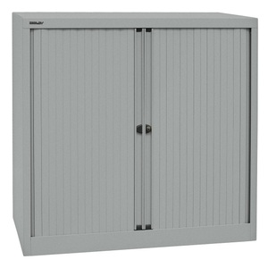 Bisley, BISLEY Euro-Rollladenschrank Breite 1000 mm, 2 Fachböden schwarz, BISLEY Rollladenschrank, 2 OH, Breite 1.000 mm, silber