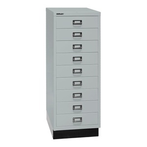 Bisley, MultiDrawer™ 39er Serie, BISLEY MultiDrawer? 39er Serie, mit Sockel, DIN A3, 9 Schubladen, lichtgrau, schwarz