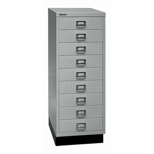 Bisley, BISLEY MultiDrawer™ 39er Serie mit Sockel, DIN A3, 9 Schubladen silber, BISLEY MultiDrawer? 39er Serie, mit Sockel, DIN A3, 9 Schubladen, silber, schwarz