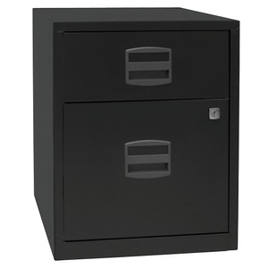 Bisley, BISLEY Mobiler Beistellschrank PFA 1 Schublade, 1 Hängeregistratur schwarz, BISLEY Schubladenschrank mit Materialschub + Hängeregistratur, schwarz