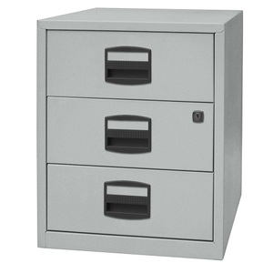 Bisley, BISLEY Mobiler Beistellschrank PFA 3 Universalschubladen silber, BISLEY Schubladenschrank mit 3 Materialschüben, silber