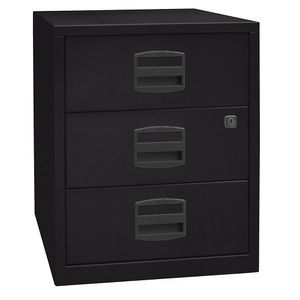 Bisley, BISLEY Mobiler Beistellschrank PFA 3 Universalschubladen schwarz, BISLEY Schubladenschrank mit 3 Materialschüben, schwarz