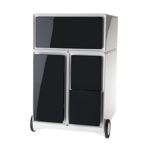 Paperflow, PAPERFLOW Rollcontainer aus Kunststoff 1 Schublade, 1 Hängeregistraturschub, 2 CD-Schübe weiß / schwarz, Paperflow Rollcontainer easyBox®, 1 Schublade, 1 Hängeregistraturschub, 2 CD-Schübe, weiß / schwarz