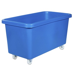 undefined, Rechteckbehälter aus Polyethylen, fahrbar Inhalt 450 l blau, ab 5 Stk, BASIC Rollbehälter, BxT 1308 x 699 mm, blau