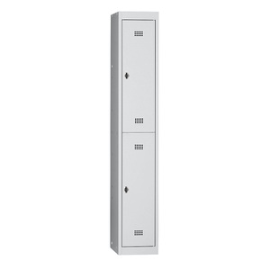 Wolf, Wolf Stahlspind, zerlegt 2 Abteile, Höhe 840 mm, Breite 300 mm, 1 Kleiderstange Grundelement, lichtgrau / lichtgrau, Wolf Doppelstock-Spind Hamburg, 1 Abteil, Breite 300 mm, Grundelement, lichtgrau / lichtgrau