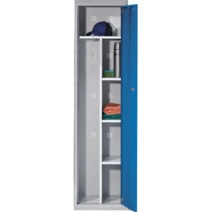 QUIPO, QUIPO Stahlschrank 1 Hutboden, 3 Fachböden lichtgrau / lichtblau, Anbauelement, 
