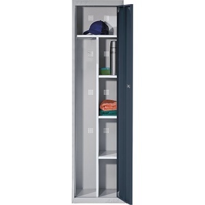 QUIPO, QUIPO Stahlschrank 1 Hutboden, 3 Fachböden lichtgrau / basaltgrau, Grundelement, eurokraft basic Garderobenschrank-System, mit Grund- und Anbauelementen, HxBxT 1800 x 450 x 500 mm, 1 Hutboden, 3 Fachböden, lichtgrau / basaltgrau, Grundelement