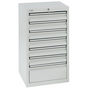 undefined, Schubladenschrank HxBxT 900 x 500 x 500 mm, 6 Schubladen 100 mm, 1 Schublade 200 mm hoch Schubladen und Korpus lichtgrau, stumpf® Schubladenschrank, Schubladen 6x100 + 1x200 mm, HxBxT 900 x 500 x 500 mm, lichtgrau
