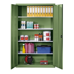 EUROKRAFT, EUROKRAFT Großraumschrank aus Stahlblech mit 4 Fachböden, ohne Sichtlagerkästen Korpus- und Türfarbe Resedagrün, eurokraft pro Flügeltürschrank aus Stahlblech, HxBxT 1950 x 1200 x 500 mm, 4 Fachböden, Korpus- und Türfarbe Resedagrün
