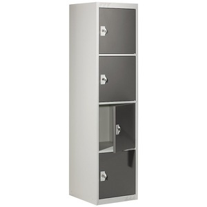 QUIPO, QUIPO Schließfachschrank mit 4 Einzelschließfächern HxBxT 1800 x 450 x 500 mm lichtgrau / basaltgrau, Grundelement, Schließfachschrank mit 4 Einzelschließfächern, HxBxT 1800 x 450 x 500 mm, lichtgrau / basaltgrau, Grundelement