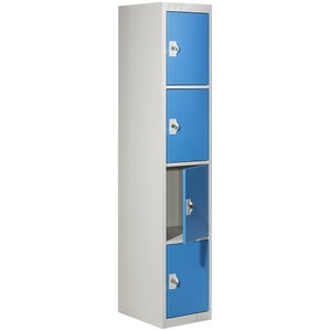QUIPO, QUIPO Schließfachschrank mit 4 Einzelschließfächern HxBxT 1800 x 300 x 500 mm lichtgrau / lichtblau, Grundelement, 