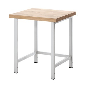 EUROKRAFT, EUROKRAFT Werkbank, höhenverstellbar, mit Buchemassivplatte ohne Unterbau Breite 750 mm, Gestell lichtgrau, eurokraft pro Höhenverstellbare Werkbank, Gestellbauweise, ohne Unterbau, Breite 750 mm, Gestell lichtgrau