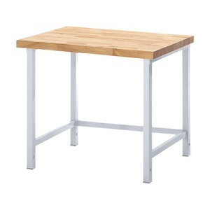 EUROKRAFT, EUROKRAFT Werkbank, höhenverstellbar, mit Buchemassivplatte ohne Unterbau Breite 1250 mm, Gestell lichtgrau, eurokraft pro Höhenverstellbare Werkbank, Gestellbauweise, ohne Unterbau, Breite 1250 mm, Gestell lichtgrau