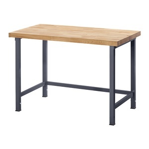 EUROKRAFT, EUROKRAFT Werkbank, höhenverstellbar, mit Buchemassivplatte ohne Unterbau Breite 1500 mm, Gestell anthrazit-metallic, eurokraft pro Höhenverstellbare Werkbank, Gestellbauweise, ohne Unterbau, Breite 1500 mm, Gestell anthrazit-metallic