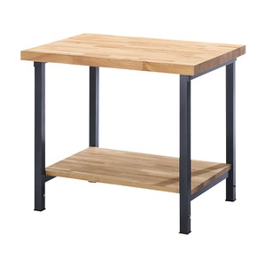 EUROKRAFT, EUROKRAFT Werkbank, höhenverstellbar, mit Buchemassivplatte 1 Ablageboden Breite 750 mm, Gestell anthrazit-metallic, eurokraft pro Höhenverstellbare Werkbank, Gestellbauweise, 1 Ablageboden, Breite 750 mm, Gestell anthrazit-metallic