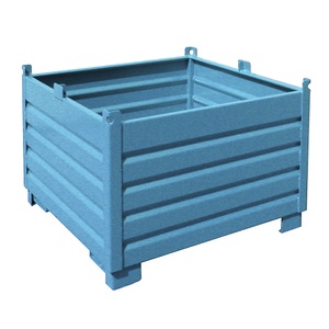 undefined, Sammelbehälter Volumen 1,0 m³ lichtblau, Bauer Sammelbehälter-System SBS 1000, L 1200 x B 1200 x H 850 mm, bis zu 3-fach stapelbar, lackiert, mit Transportwagen, lichtblau RAL 5012