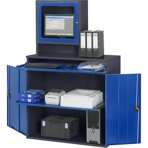 RAU, RAU Computer-Arbeitsstation Monitorgehäuse, 1 Ausziehboden Breite 1100 mm, anthrazit / enzianblau, RAU Computer-Arbeitsstation, Monitorgehäuse, 1 Ausziehboden, Breite 1100 mm, anthrazit / enzianblau