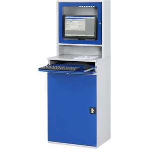 RAU, RAU Computer-Arbeitsstation Monitorgehäuse, 2 Ausziehböden Breite 650 mm, lichtgrau / enzianblau, RAU Computer-Arbeitsstation, Monitorgehäuse, 2 Ausziehböden, Breite 650 mm, lichtgrau / enzianblau