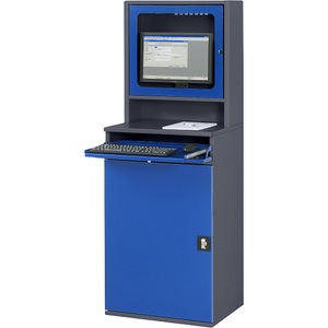 RAU, RAU Computer-Arbeitsstation Monitorgehäuse, 2 Ausziehböden Breite 650 mm, anthrazit / enzianblau, RAU Computer-Arbeitsstation, Monitorgehäuse, 2 Ausziehböden, Breite 650 mm, anthrazit / enzianblau