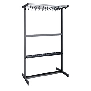 office akktiv, office akktiv Reihengarderobenständer doppelseitig ohne Kleiderbügel schwarz, mit Schirmhalter, eurokraft pro Reihengarderobenständer doppelseitig, ohne Kleiderbügel, schwarz, mit Schirmhalter