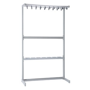 office akktiv, office akktiv Reihengarderobenständer einseitig ohne Kleiderbügel silber, mit Schirmhalter, eurokraft pro Reihengarderobenständer einseitig, ohne Kleiderbügel, silber, mit Schirmhalter