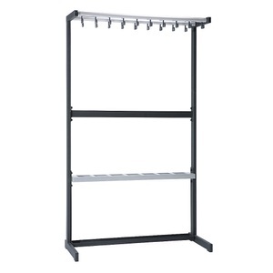 office akktiv, office akktiv Reihengarderobenständer einseitig ohne Kleiderbügel schwarz, mit Schirmhalter, eurokraft pro Reihengarderobenständer einseitig, ohne Kleiderbügel, schwarz, mit Schirmhalter