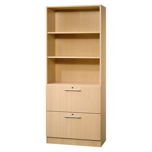 undefined, FINO - Kombi-Regal 2 Fachböden und 2 Hängeregistraturen Buche-Dekor, Hammerbacher Regalschrank Matrix Buche 800 x 420 x 2.004 mm
