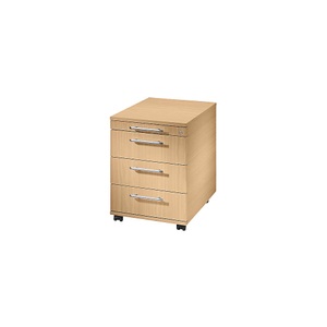 undefined, FINO - Rollcontainer 1 Utensilienschub, 3 Schubladen Buche-Dekor, Hammerbacher Rollcontainer AC30/6 Buche 428 x 580 x 590 mm
