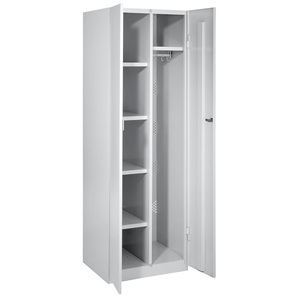 Wolf, Wolf Stahlschrank Breite 600 mm, 4 Böden, 1 Garderobe Türen lichtgrau, Wolf Stahlschrank, Breite 600 mm, 4 Böden, 1 Garderobe, Türen lichtgrau