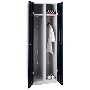 Wolf, Wolf Stahlschrank Breite 600 mm, 2 Garderoben Türen tiefschwarz, Wolf Stahlschrank, Breite 600 mm, 2 Garderoben, Türen tiefschwarz
