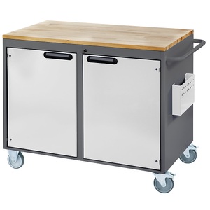 RAU, RAU Werkbank, fahrbar 2 Türen, Holzarbeitsfläche anthrazit / lichtgrau, RAU Kompaktwerkbänke, fahrbar, 2 Türen, Holzarbeitsfläche, anthrazit / lichtgrau