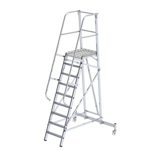 EUROKRAFT, EUROKRAFT Alu-Plattformleiter fahrbar 9 Stufen, eurokraft pro Alu-Plattformleiter, fahrbar, 9 Stufen