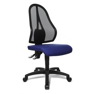 Topstar, Topstar Bürodrehstuhl Netzrückenlehne schwarz, ohne Armlehnen Sitzbezug royalblau, Topstar Bürostuhl OPEN POINT P, Netzrückenlehne schwarz, ohne Armlehnen, Sitzbezug royalblau