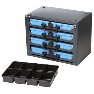 QUIPO, QUIPO Stapelturm mit 4 Sortimentskoffern Einleger mit 8fach-Einteilung Koffer blau, 